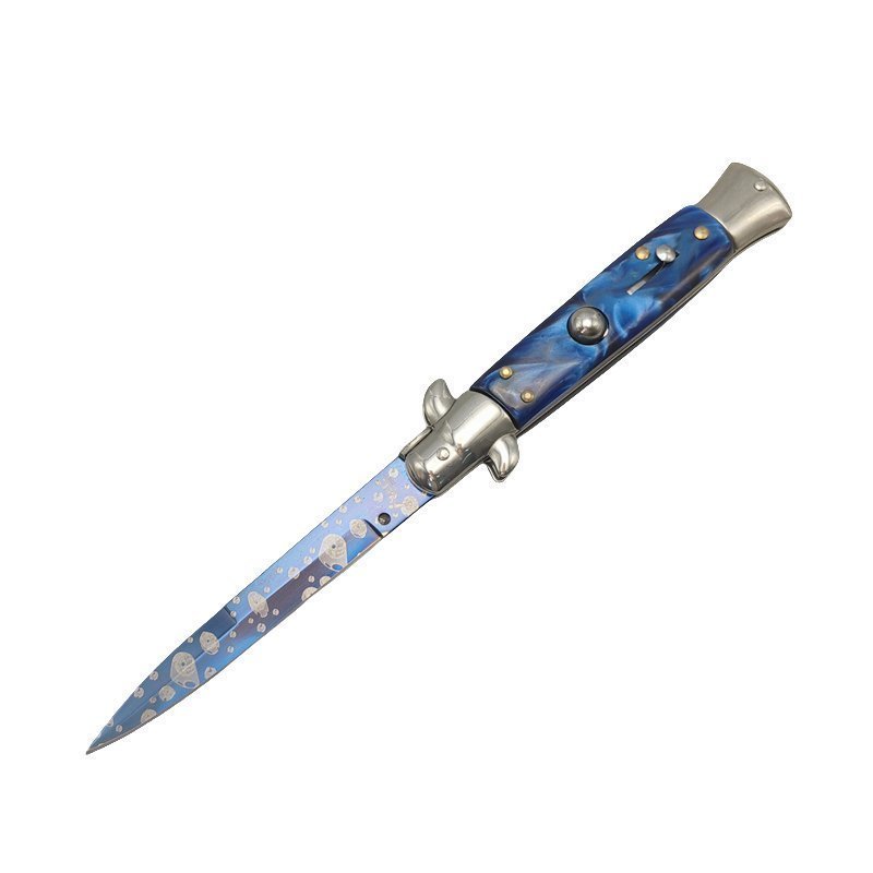 8.75 Inch Italian Stiletto Knife - Blue Finish product image