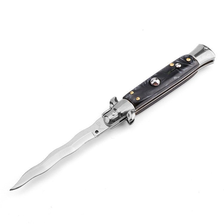 8.75 Inch Italian Stiletto Knife - Black Finish Kris Blade Series 2 product image