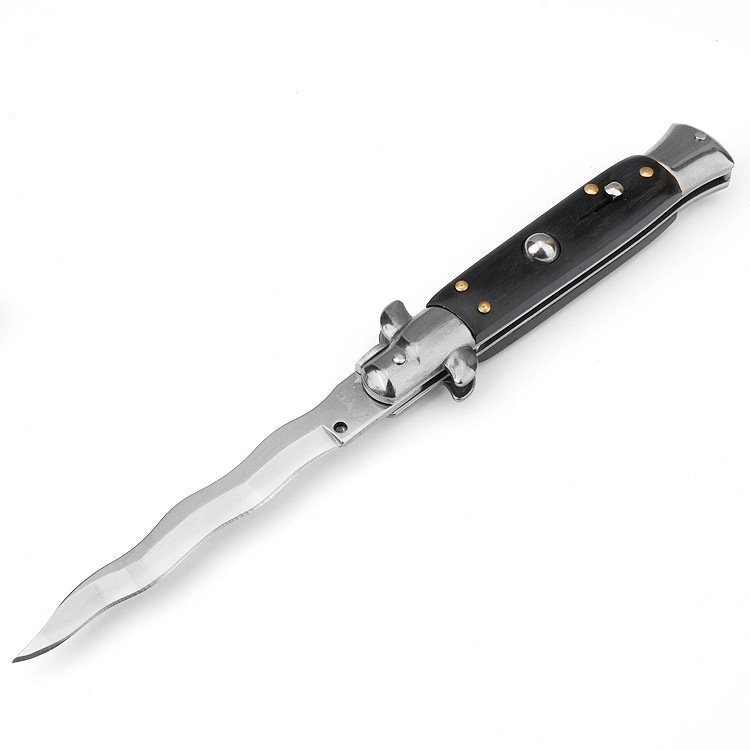 8.75 Inch Italian Stiletto Knife - Black Finish Kris Blade product image