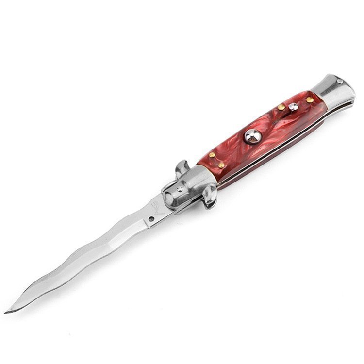 8.75 Inch Italian Stiletto Knife - Red Finish Kris Blade product image
