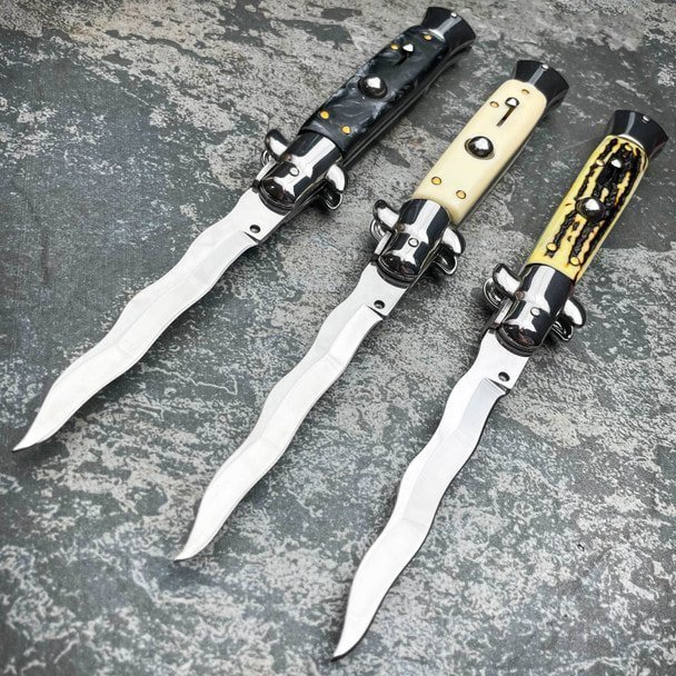 8.75 Inch Italian Stiletto Knife - Collector Finish 66 Kris Blade product image
