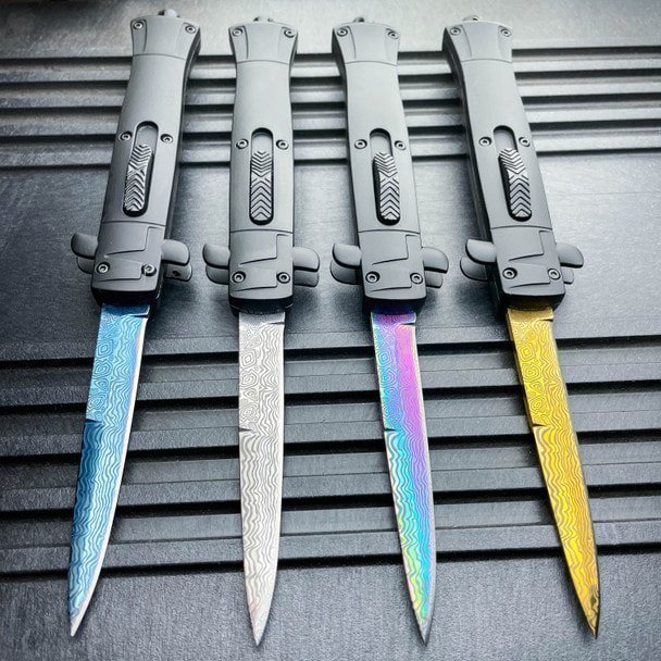 OTF Stiletto Knife - Damascus Look Finish product image