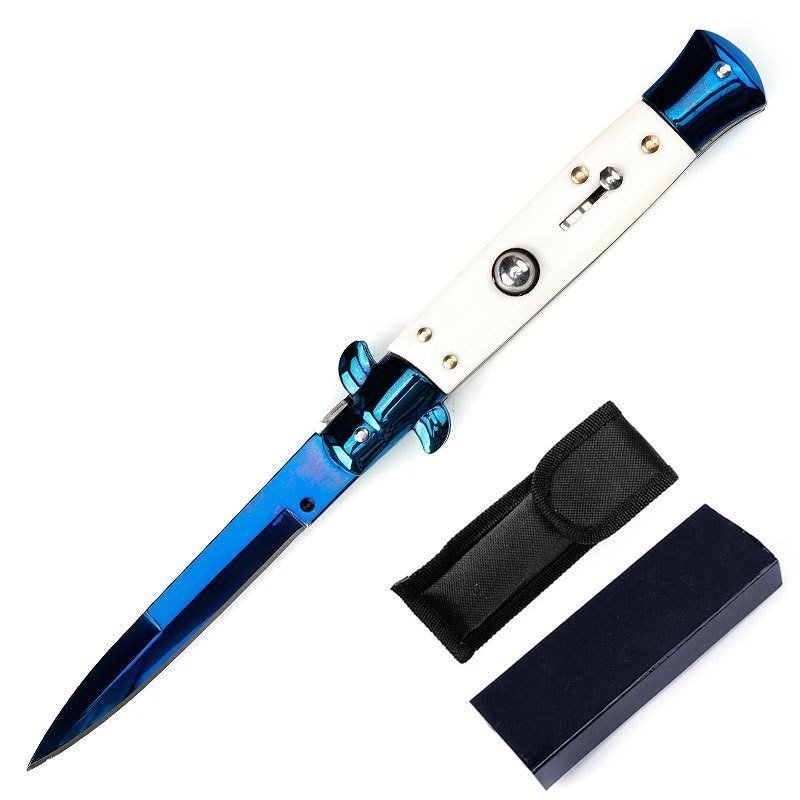 Italian Stiletto Knife - Blue Bone Look Finish product image