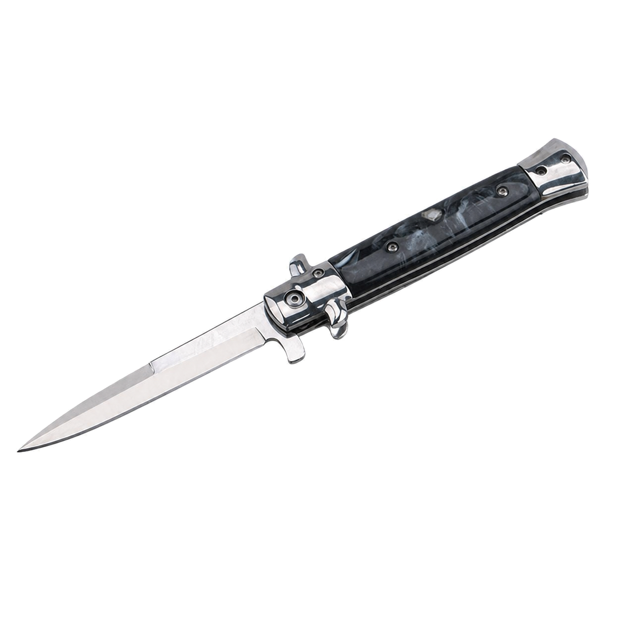 01-black-marble-white Italian Stiletto Knife – Folding Knife