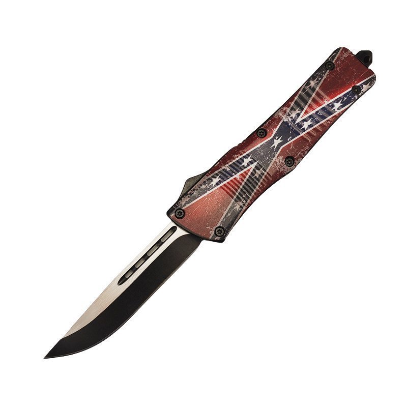 20240812161528.jpg 5.75inch Confederate Flag D/A OTF Automatic Knife Black Tanto