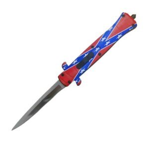 9 Inch Italian Stiletto Knife – OTF Automatic (Flag Handle)