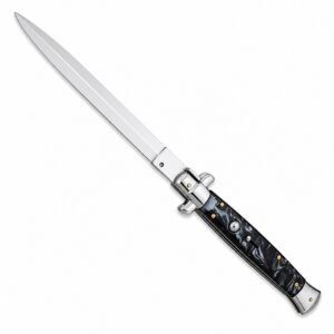 13 Inch Big Boy Auto Italian Stiletto Switch Blade Black Pearl