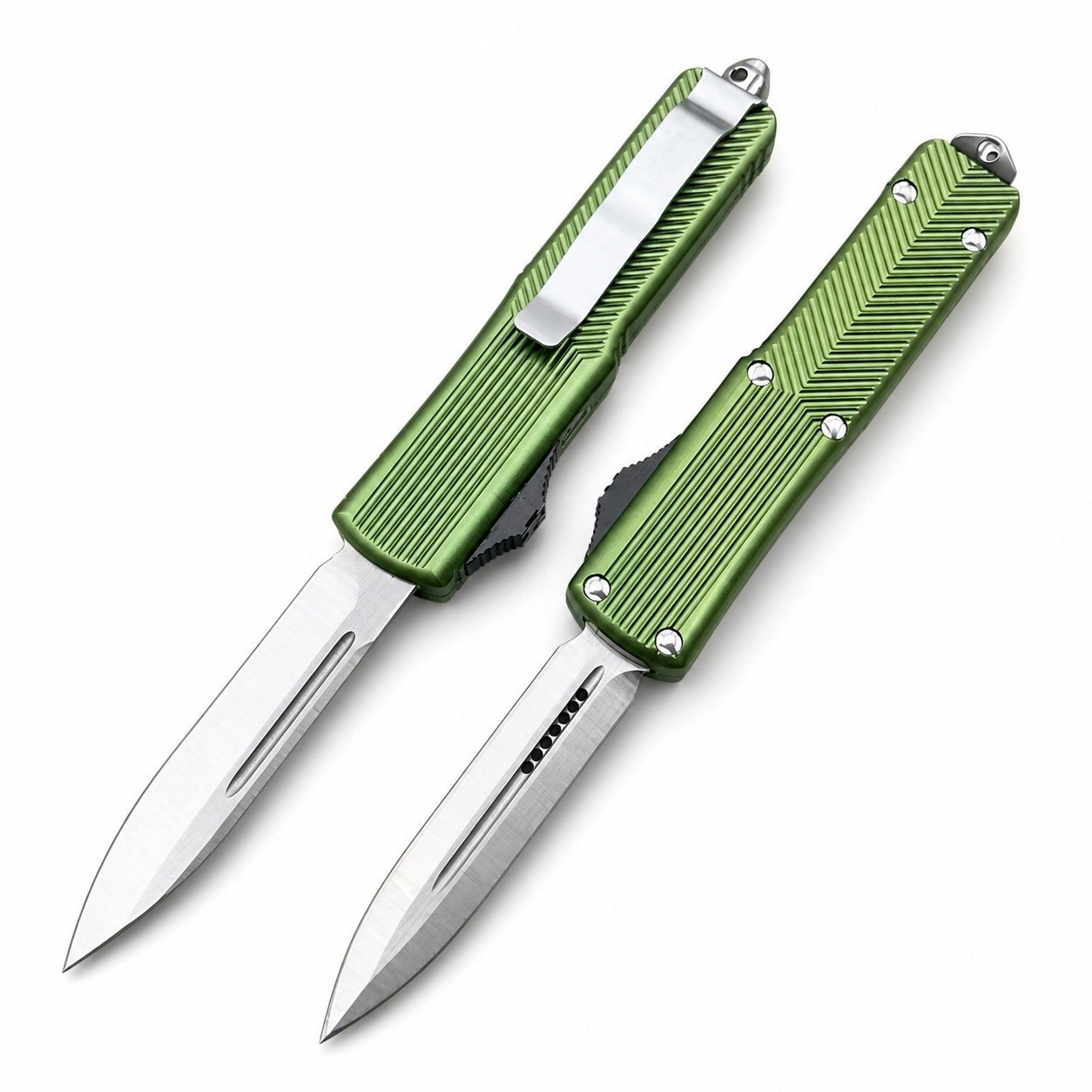 48076-main-white-clean.jpg Microtech UT Vertical Pattern Handle OTF Knife