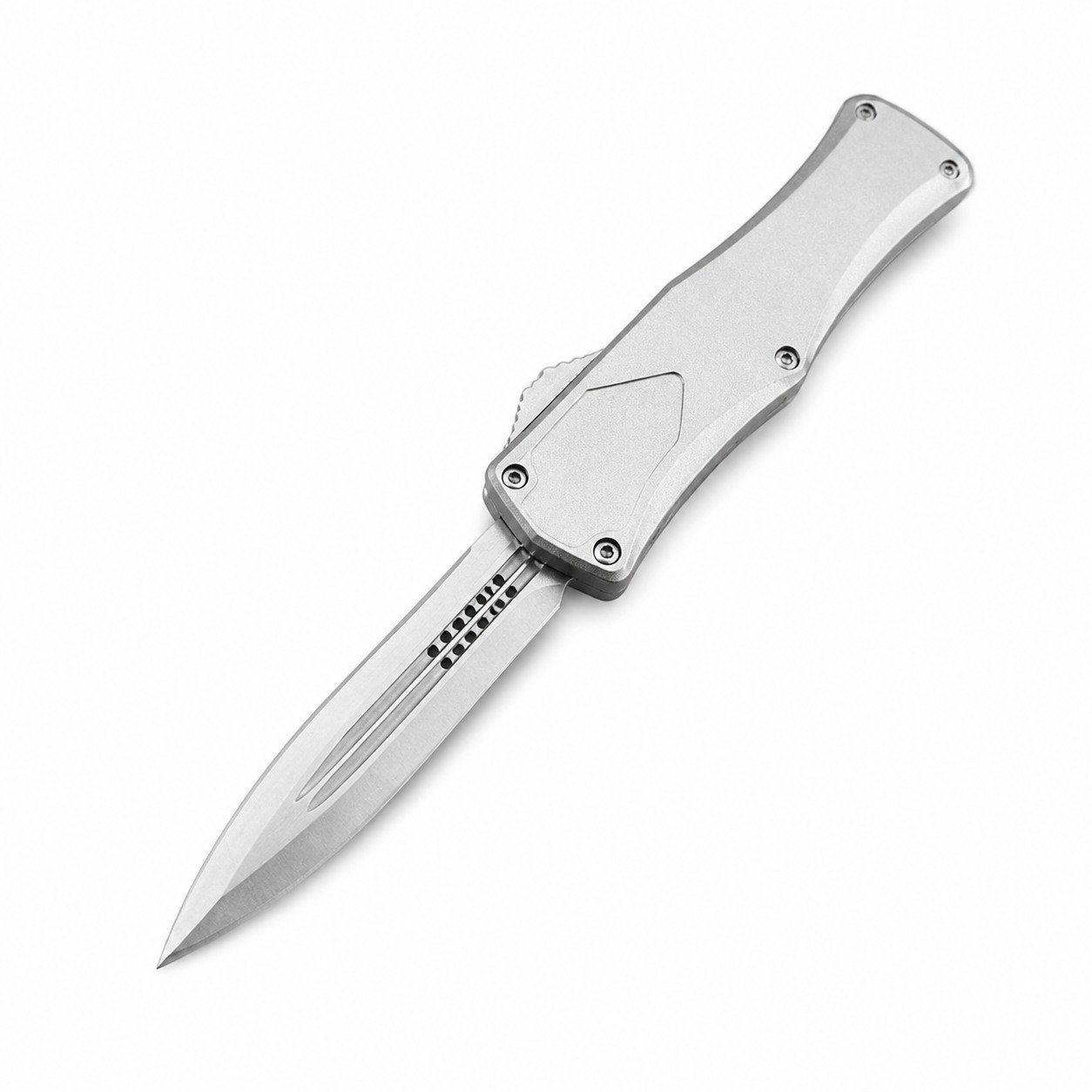49148-main-white-clean-1.jpg Zinc Handle Microtech Hera Goddess White Handle Double Edge OTF Knife