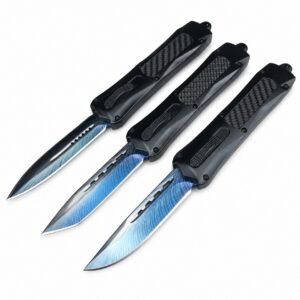 (F396) Butterfly 3300 Straight Blue Titanium Twin Peaks OTF Knife