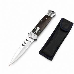 The New Version Of The Bouncy Fish Side-jumping Has A Brown Handle And A Chicken Wing Wood Handle Switchblade