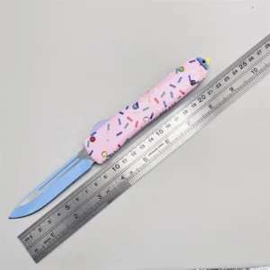 5.5-inch Dual Blade Donut Handle OTF Knife – Pink