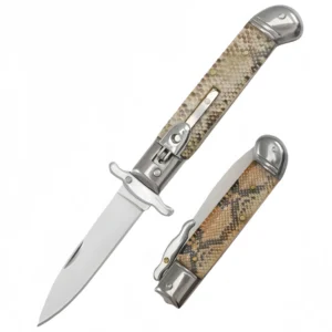 Automatic Flick Knife Stiletto Knife – Classic Italian Style with Mixed Handles