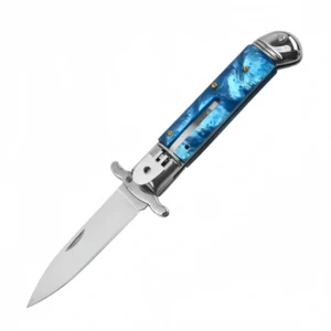 Automatic Flick Knife Stiletto Knife – Classic Italian Style with Mixed Handles