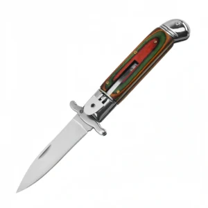 Automatic Flick Knife Stiletto Knife – Classic Italian Style with Mixed Handles