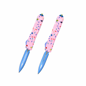 5.5-inch Dual Blade Donut Handle OTF Knife – Pink