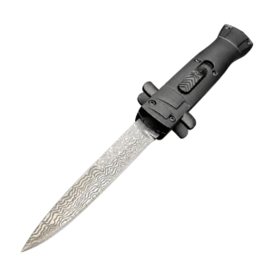 9 Inch Italian Stiletto OTF Automatic Knife – Damascus Etch