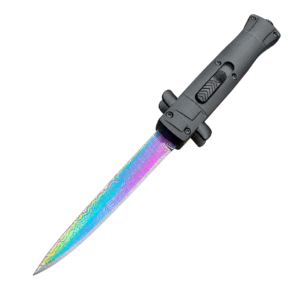 9 Inch Italian Stiletto OTF Automatic Knife – Damascus Etch