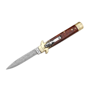 Leverletto Brass Guard Damascus Side-Opening Knife