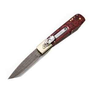 Classic Round-Handle Copper-Inlay Damascus Side-Opening Knife
