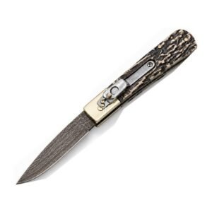 Classic Round-Handle Copper-Inlay Damascus Side-Opening Knife